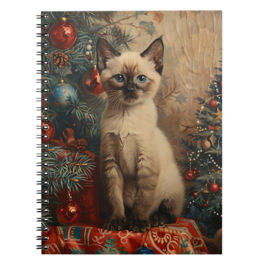Siamese Kitten Kerst  Kat Notitieboek (Voorkant)