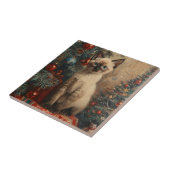 Siamese Kitten Kerst Kat Tegeltje (Zijkant)