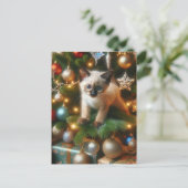 Siamese Kitten Kerstmis Briefkaart (Staand voorkant)