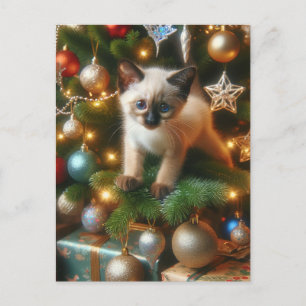 Siamese Kitten Kerstmis Briefkaart