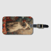 Siamese Kitten Kerstmis Vintage Kat Bagagelabel (Voorkant (horizontaal))