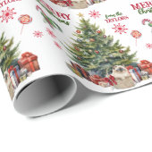 Siamese kitten mand onder de kerstboom cadeaupapier (Rol Hoek)