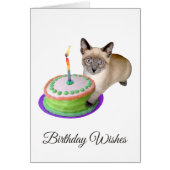 Siamese Kitten met Cake Birthday Kaart (Voorkant)