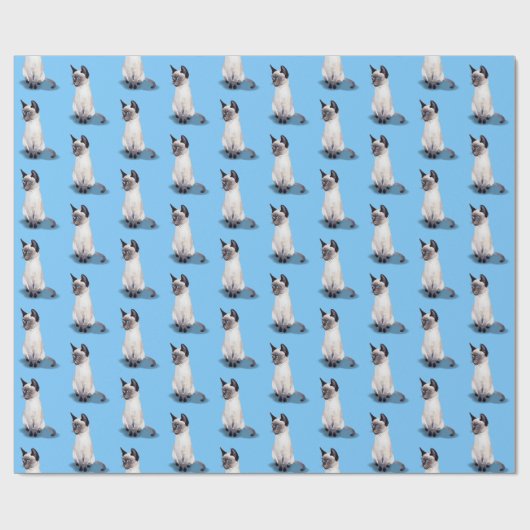 Siamese kitten op blauwe achtergrond cadeaupapier (Vlak)