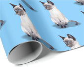 Siamese kitten op blauwe achtergrond cadeaupapier (Rol Hoek)