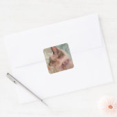 Siamese Kitten Pink Collar Waterverf Art Vierkante Sticker (Envelop)