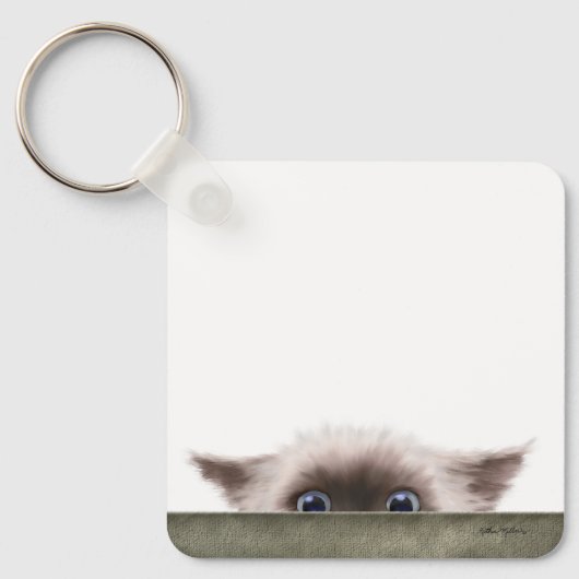 Siamese Kitten Sluipend Naar Je Cartoon Sleutelhanger (Voorkant)