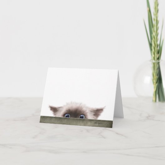 Siamese Kitten Sluipend Naar Jou Cartoon Bedankkaart (Voorkant)