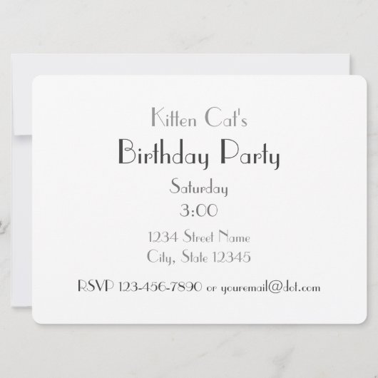 Siamese kitten verjaardagsfeestje uitnodiging (Achterkant)