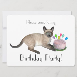 Siamese kitten verjaardagsfeestje uitnodiging