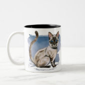 Siamese Kitten Waterverf schilderen | Jouw namen t Tweekleurige Koffiemok (Links)