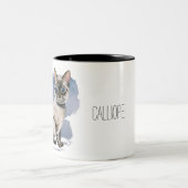 Siamese Kitten Waterverf schilderen | Jouw namen t Tweekleurige Koffiemok (Center)