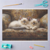 Siamese Kittens Napping  Couch Decoupage Tissuepapier (Craft)