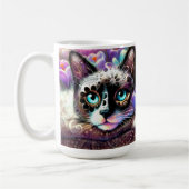 Siamese Kitty Cat Crocus Floral Paarse Blauwgroen  Koffiemok (Links)