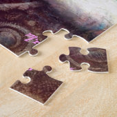 Siamese Kitty Cat Crocus Floral Paarse Blauwgroen  Legpuzzel (Zijkant)