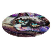 Siamese Kitty Cat Crocus Floral Paarse Blauwgroen Snijplank (Hoek)