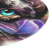 Siamese Kitty Cat Crocus Floral Paarse Blauwgroen  Snijplank (Hoek)