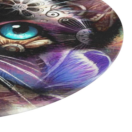 Siamese Kitty Cat Crocus Floral Paarse Blauwgroen Snijplank (Hoek)