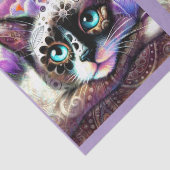 Siamese Kitty Cat Krokus Bloemige Paarse Decoupage Tissuepapier (Detail)