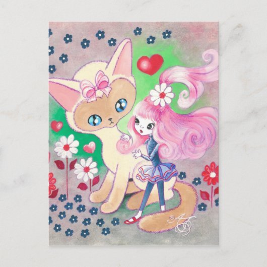 Siamese Kitty Liefde Fun Briefkaart (Voorkant)
