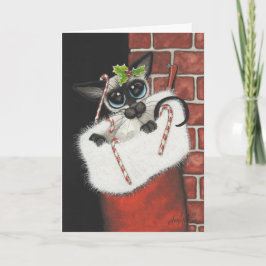 Siamese Kous Stuffer Feestdagen Kaart