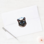  Siamese langharige kat · Voeg een naam toe Ronde Sticker (Envelop)