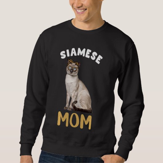 Siamese mam Mama Cat Owner Leopard Print Kat Ki Trui (Voorkant)