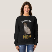 Siamese mam Mama Cat Owner Leopard Print Kat Ki Trui (Voorkant volledig)