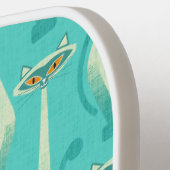 Siamese nieuwsgierige kat - turquoise en sinaasapp pickleball paddle (Links Detail)