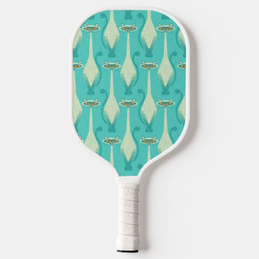 Siamese nieuwsgierige kat - turquoise en sinaasapp pickleball paddle (Achterkant)