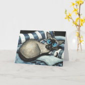 Siamese ontwerper blauw kaart (Gele Bloem)