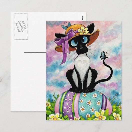 Siamese paashaas feestdagenkaart (Voorkant / Achterkant)