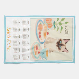 Siamese Paws & Tea Time Kitchen Towel Calendar Theedoek