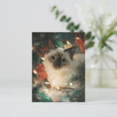 Siamese Point Kat Kerstmis Briefkaart (Staand voorkant)