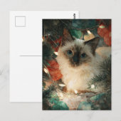 Siamese Point Kat Kerstmis Briefkaart (Voorkant / Achterkant)
