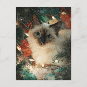 Siamese Point Kat Kerstmis Briefkaart