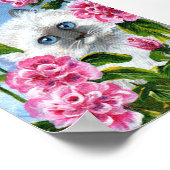 Siamese Ragdoll Cat roze Roses Creationarts Poster (Hoek)