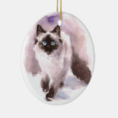 Siamese Ragdoll Cat Waterverf Keramisch Ornament (Rechts)