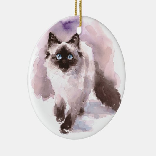 Siamese Ragdoll Cat Waterverf Keramisch Ornament (Rechts)