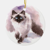 Siamese Ragdoll Cat Waterverf Keramisch Ornament (Voorkant)