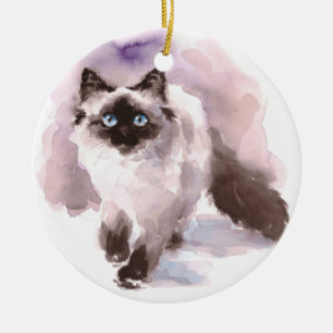 Siamese Ragdoll Cat Waterverf Keramisch Ornament