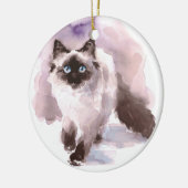 Siamese Ragdoll Cat Waterverf Keramisch Ornament (Links)