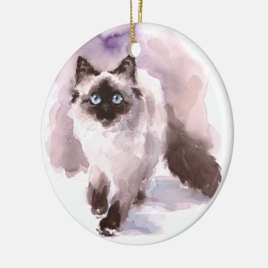 Siamese Ragdoll Cat Waterverf Keramisch Ornament (Links)