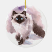 Siamese Ragdoll Cat Waterverf Keramisch Ornament (Achterkant)
