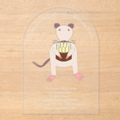 Siamese Rat met Birthday Cake Custom Acryl Uitnodigingen (Voorkant)
