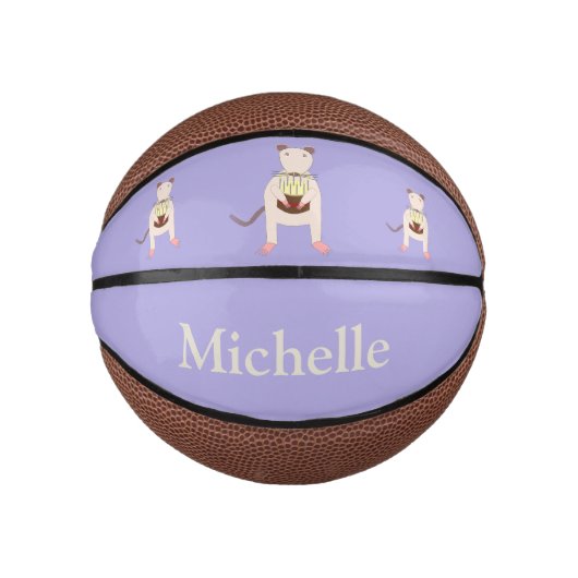 Siamese Rat met Birthday Cake Custom Basketbal (Voorkant)