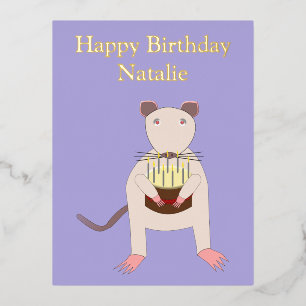 Siamese Rat met Birthday Cake Custom Folie Feestdagen Briefkaart