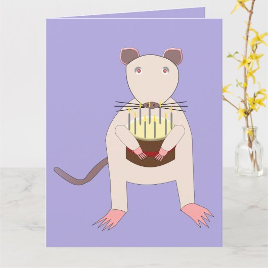 Siamese Rat met Birthday Cake Custom Kaart (Gele Bloem)