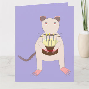Siamese Rat met Birthday Cake Custom Kaart