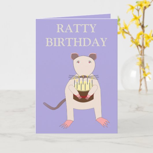 Siamese Rat met Birthday Cake Custom Kaart (Gele Bloem)